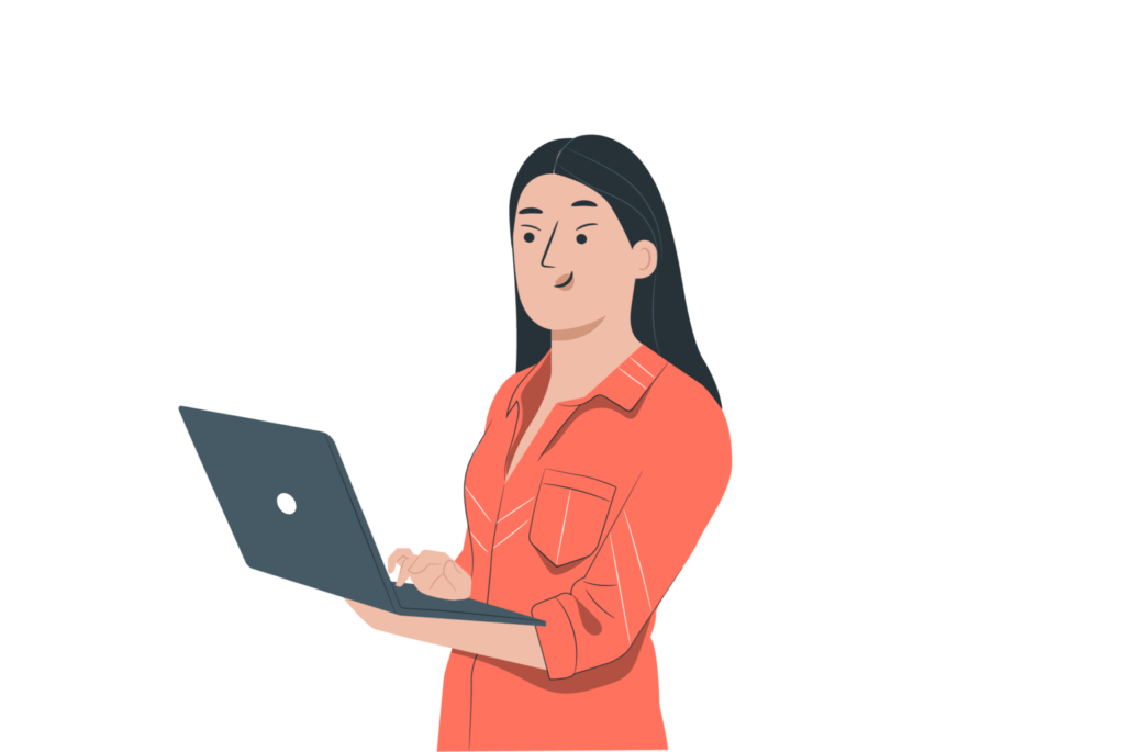 Lady Holding A Laptop